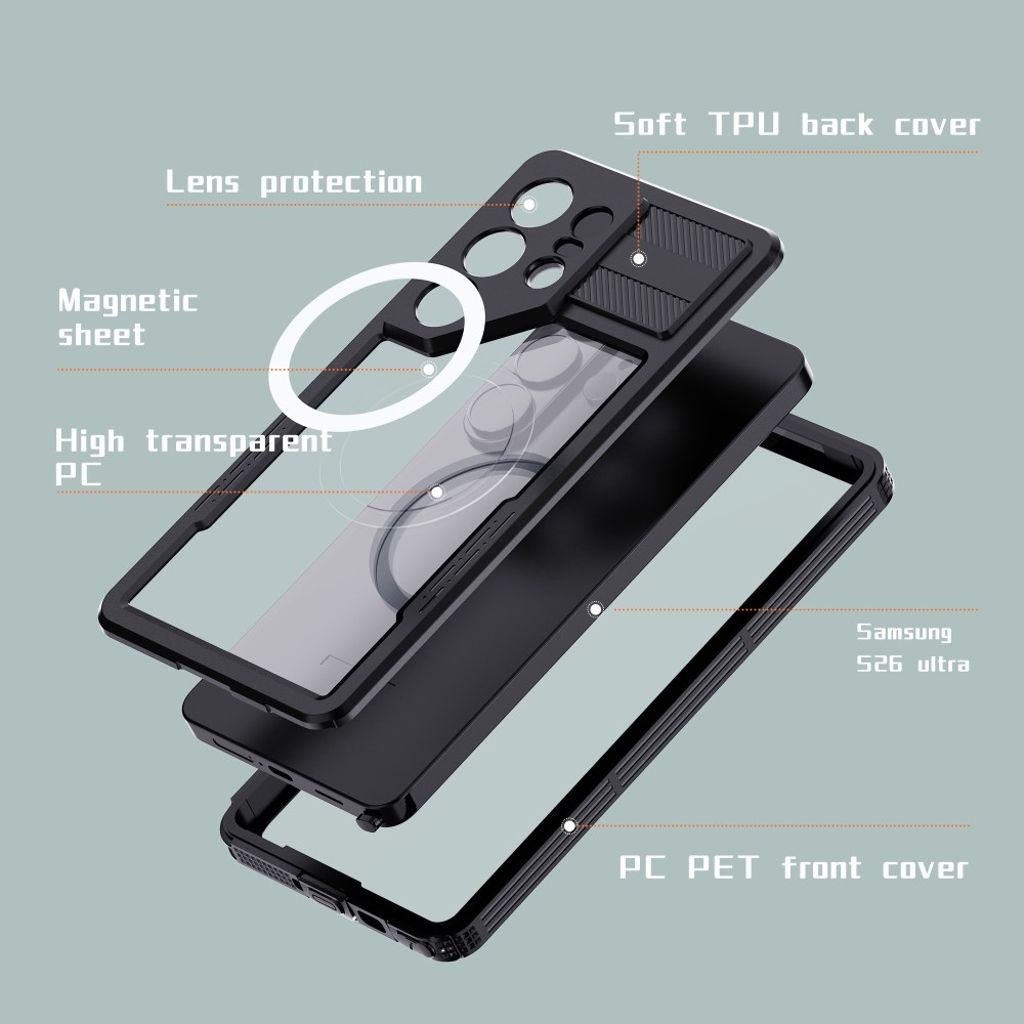 Redpepper Samsung Galaxy S26 Ultra Cover Vandtæt IP68 MagSafe Sort