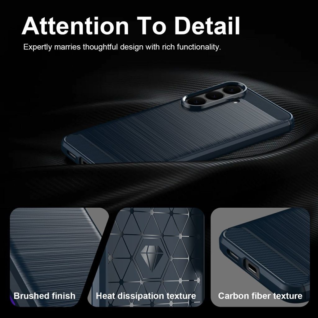 Samsung Galaxy S26 FE Cover Borstad Kolfibertextur Blå
