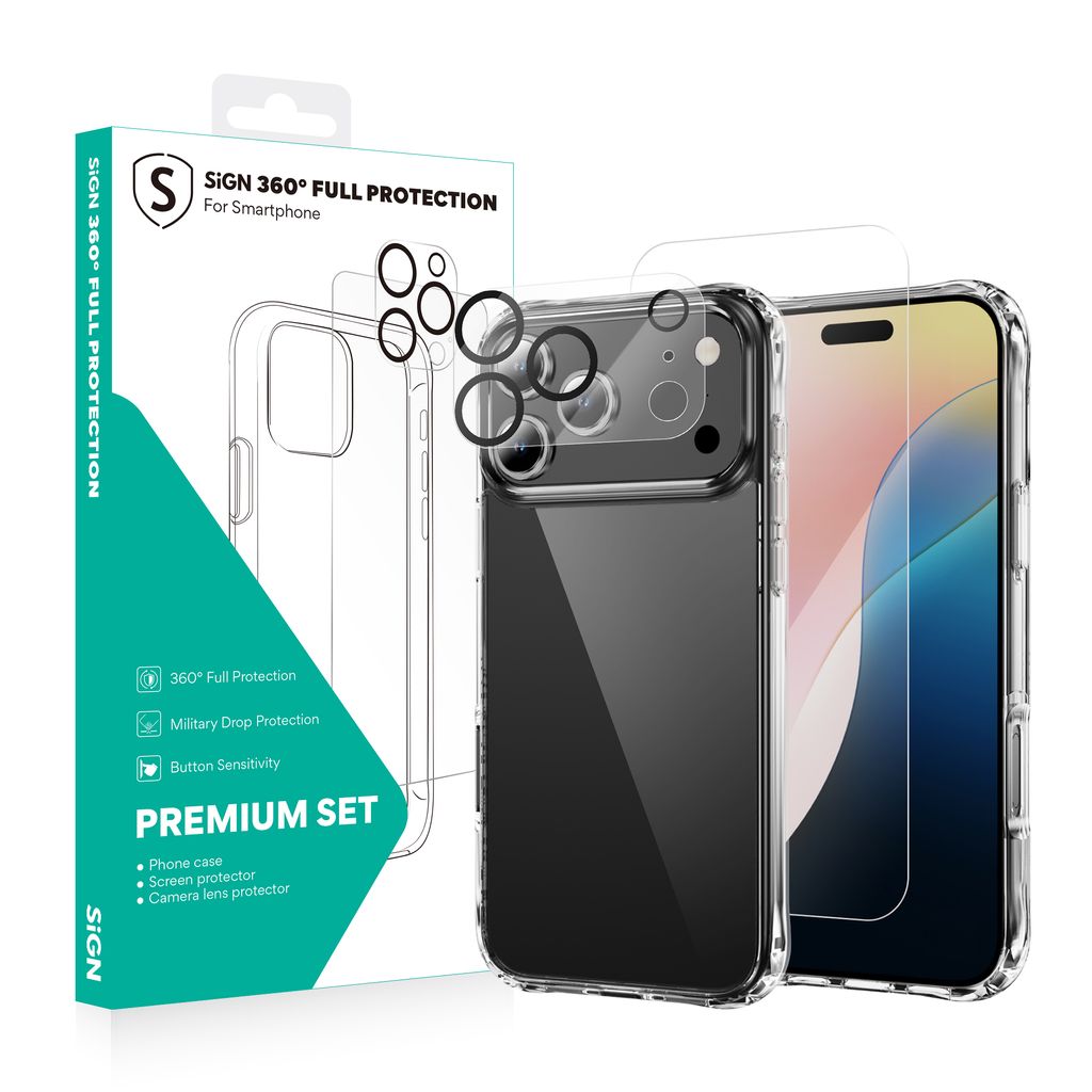 SiGN iPhone 17 Pro 360 komplet beskyttelsespakke