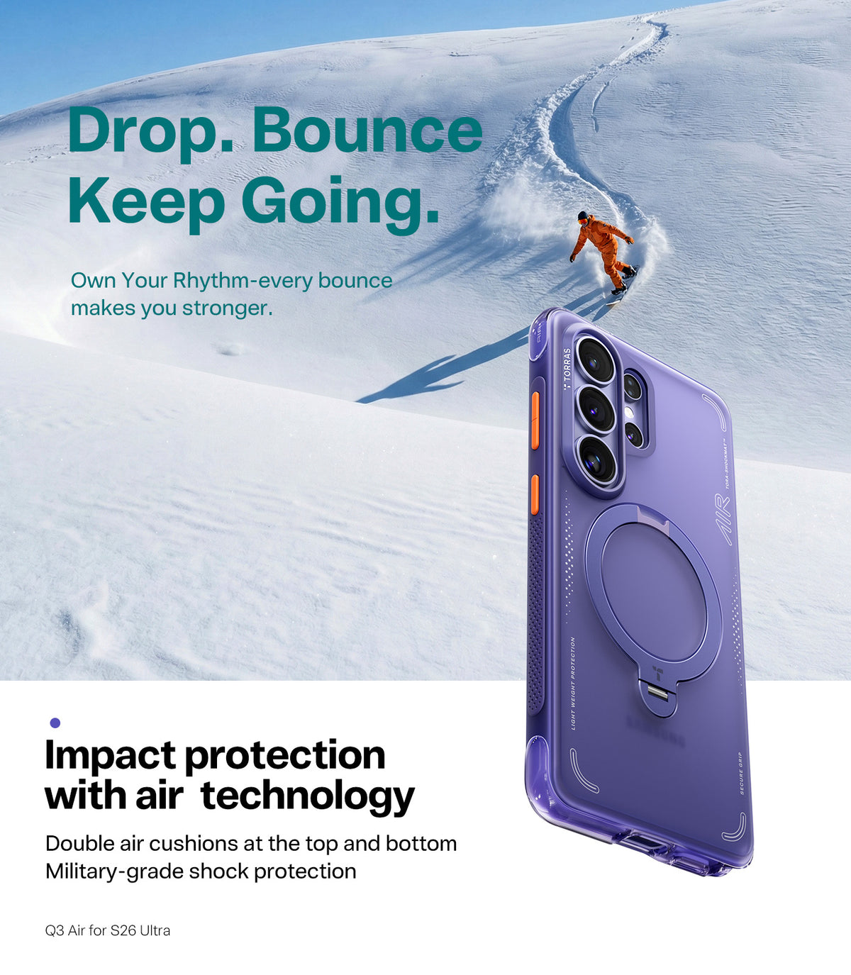 Torras Samsung Galaxy S26 Ultra Cover Ostand Q3 Air Violet Surge