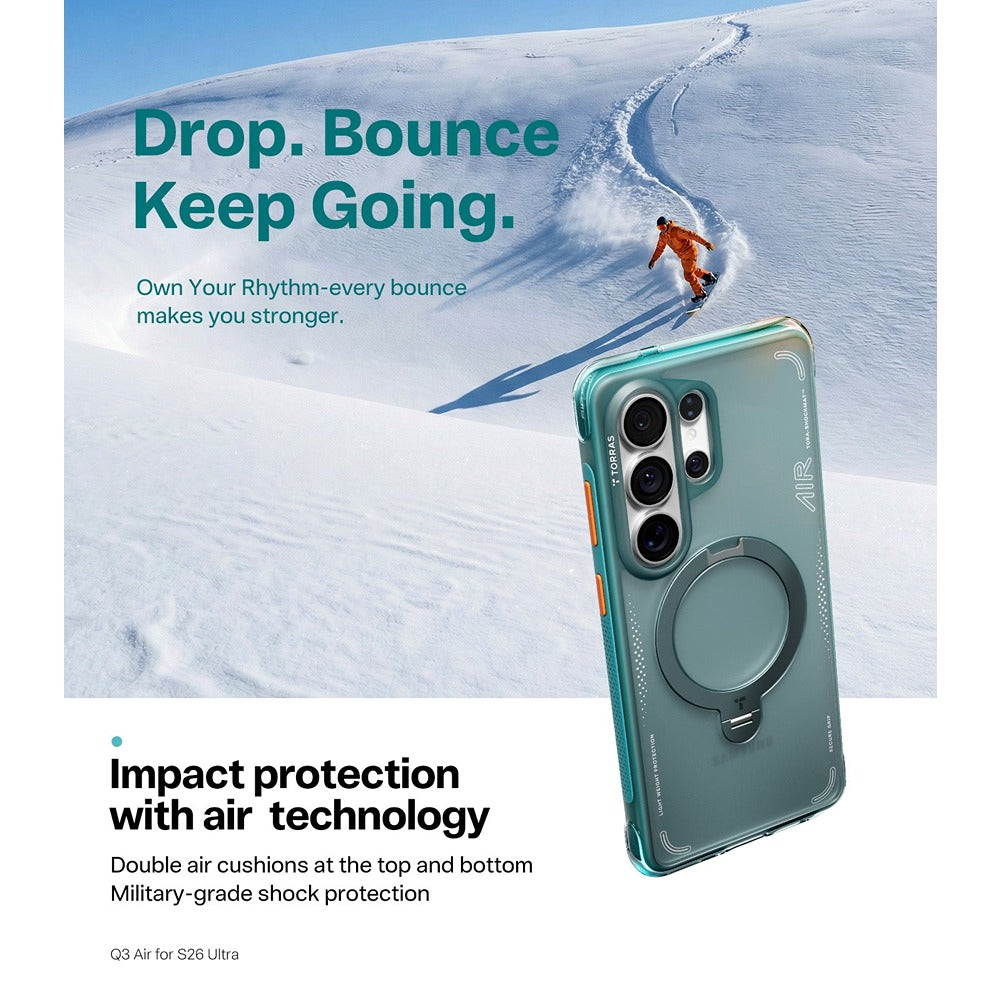 Torras Samsung Galaxy S26 Ultra Cover Ostand Q3 Air Glacier Sprint