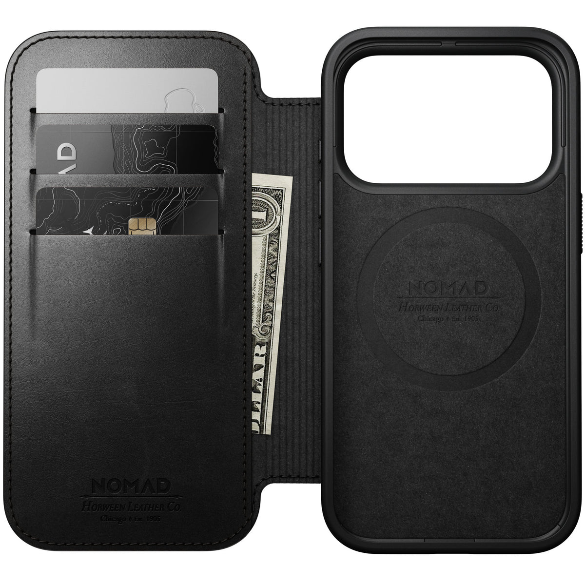 Nomad iPhone 17 Pro/iPhone 18 Pro Etui Modern Leather Folio Horween Sort