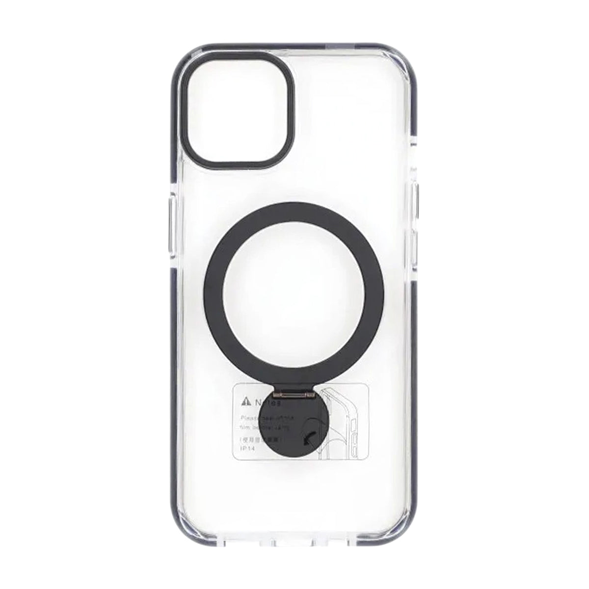 iPhone 13/14 Cover Ringstativ MagSafe Klar Sort