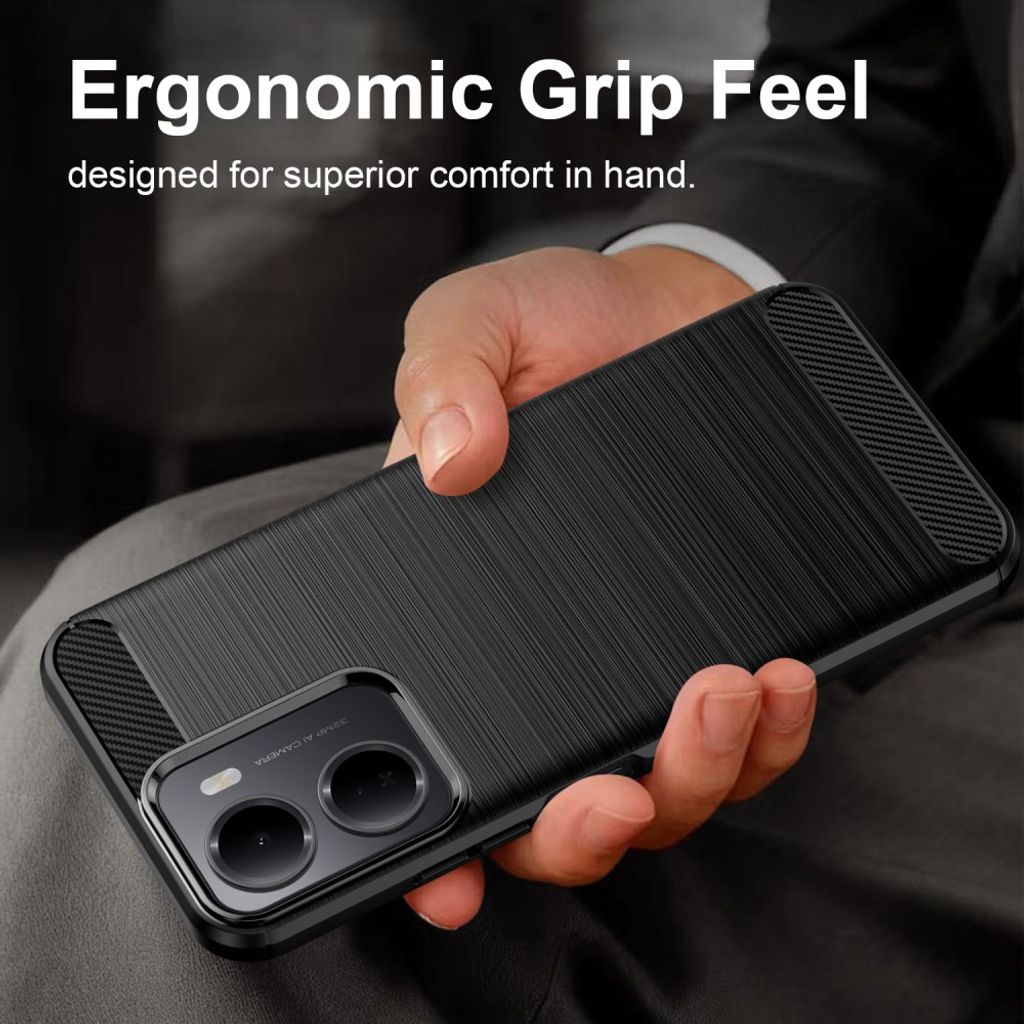 Xiaomi Redmi A7 Pro Cover Børstet Kulfiber Tekstur Sort