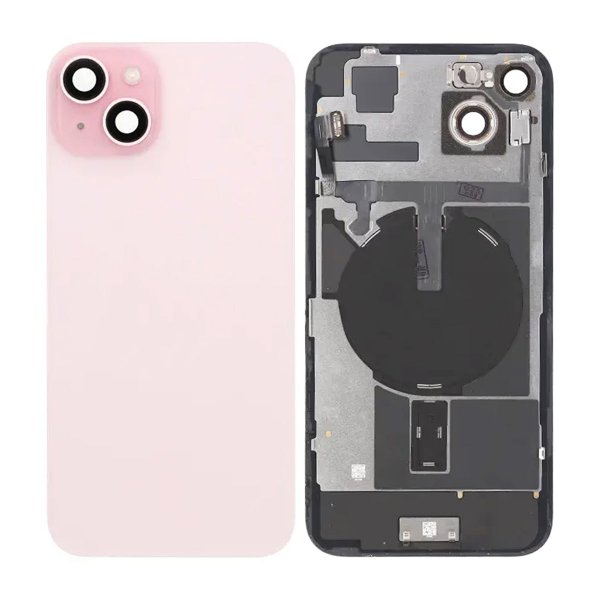iPhone 15 Plus Bagside Glas Komplet OEM - Rosa