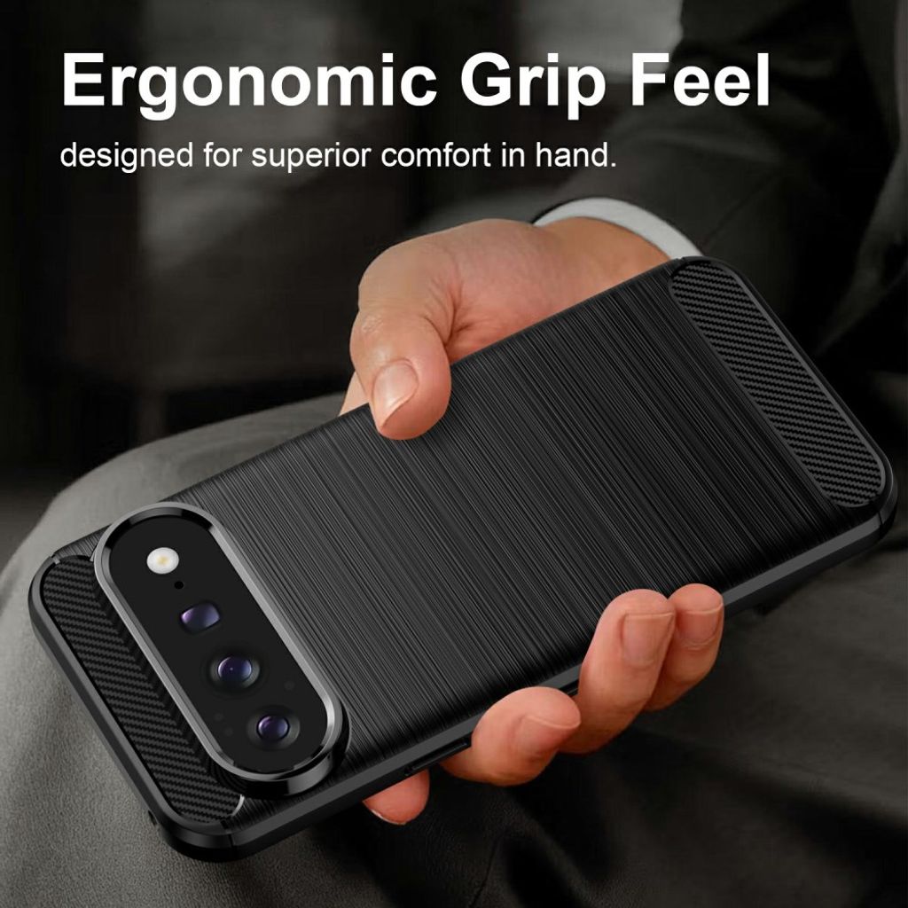 Google Pixel 11 Pro XL Cover Børstet Kolfibertekstur Sort