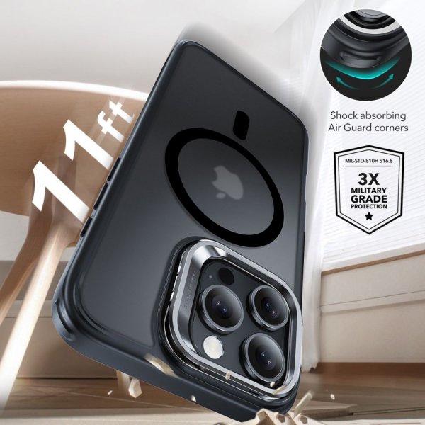 ESR iPhone 16 Pro Cover og Skærmbeskyttelse Classic Hybrid Kickstand MagSafe Sæt Frostet Sort
