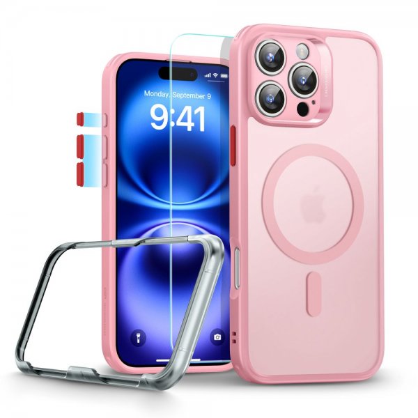 ESR iPhone 16 Pro Max Cover og Skærmbeskyttelse Classic Pro MagSafe Sæt Rosa