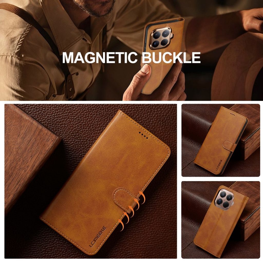Lc.Imeeke Xiaomi 17T Etui med Kortholder Stativfunktion Lysebrun