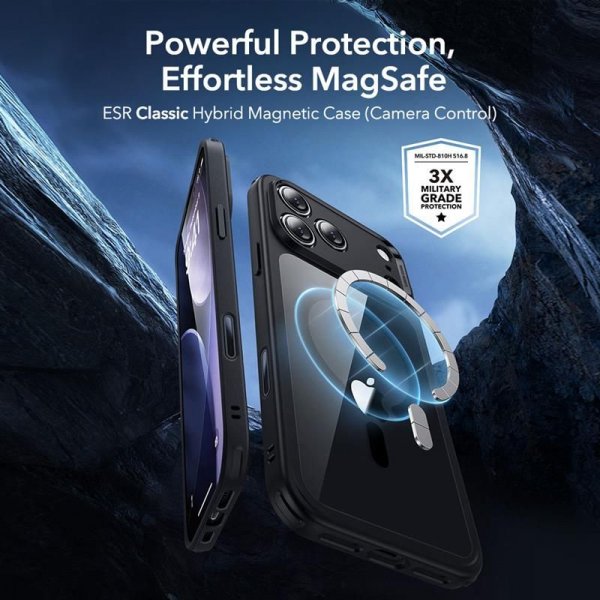 ESR iPhone 17 Pro Cover og Skærmbeskytter Classic Hybrid MagSafe Sæt Sort Gennemsigtig