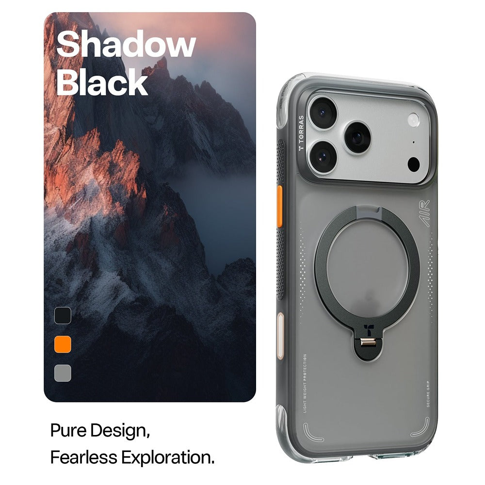 Torras iPhone 17 Pro Cover Ostand Q3 Air Shadow Black