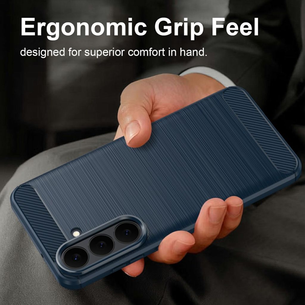 Samsung Galaxy S26 FE Cover Borstad Kolfibertextur Blå