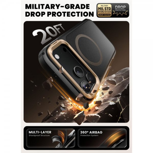 Supcase iPhone 17 Pro Cover Ares Flip MagSafe Guld