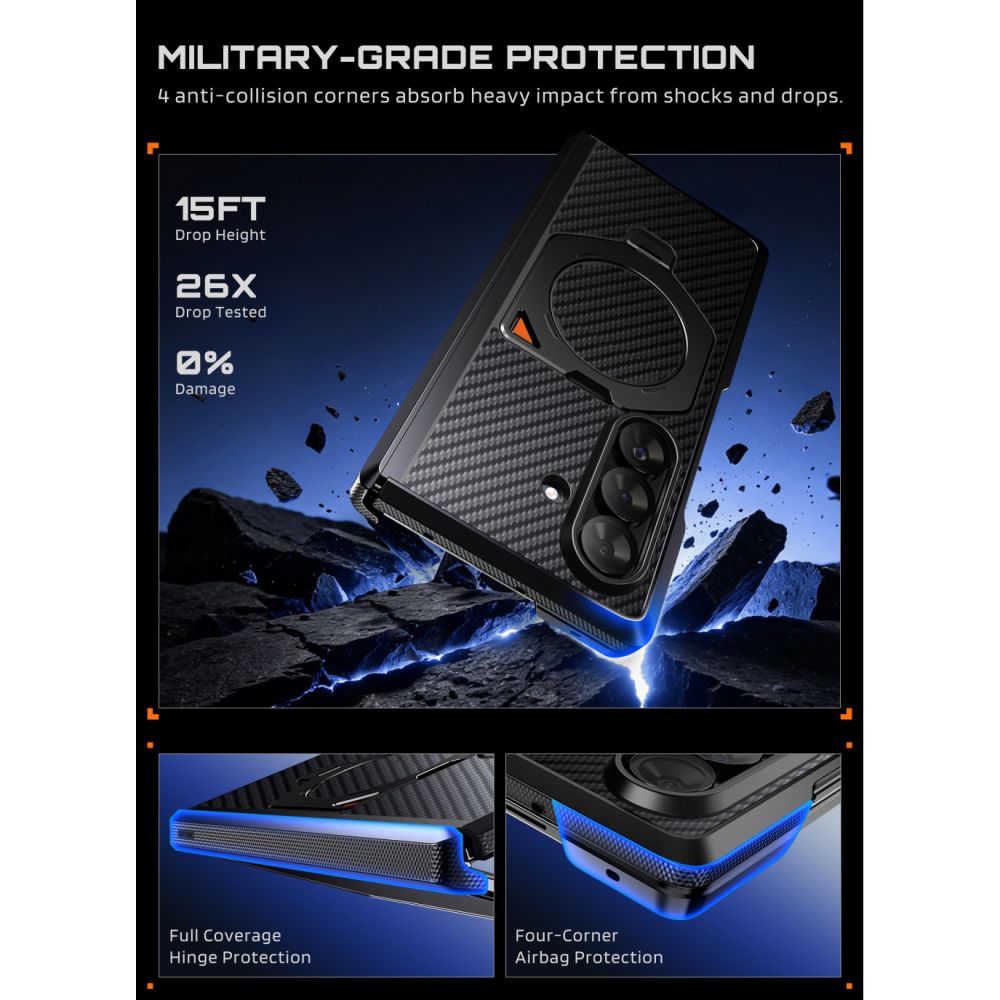 Supcase Samsung Galaxy Z Fold 8 Ultra Cover Aero MagSafe Kulfiber Sort