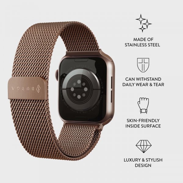 Burga Apple Watch 44/45/46mm/Ultra 49mm Rem Metal Mesh Rosaguld