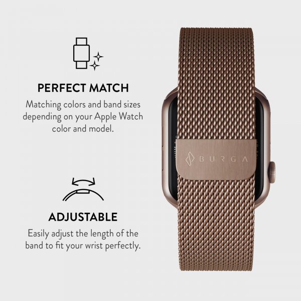 Burga Apple Watch 44/45/46mm/Ultra 49mm Rem Metal Mesh Rosaguld