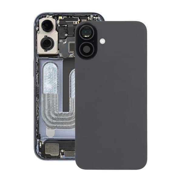 iPhone 16 Bagside Glas med Magnet og Kameralinse - Sort