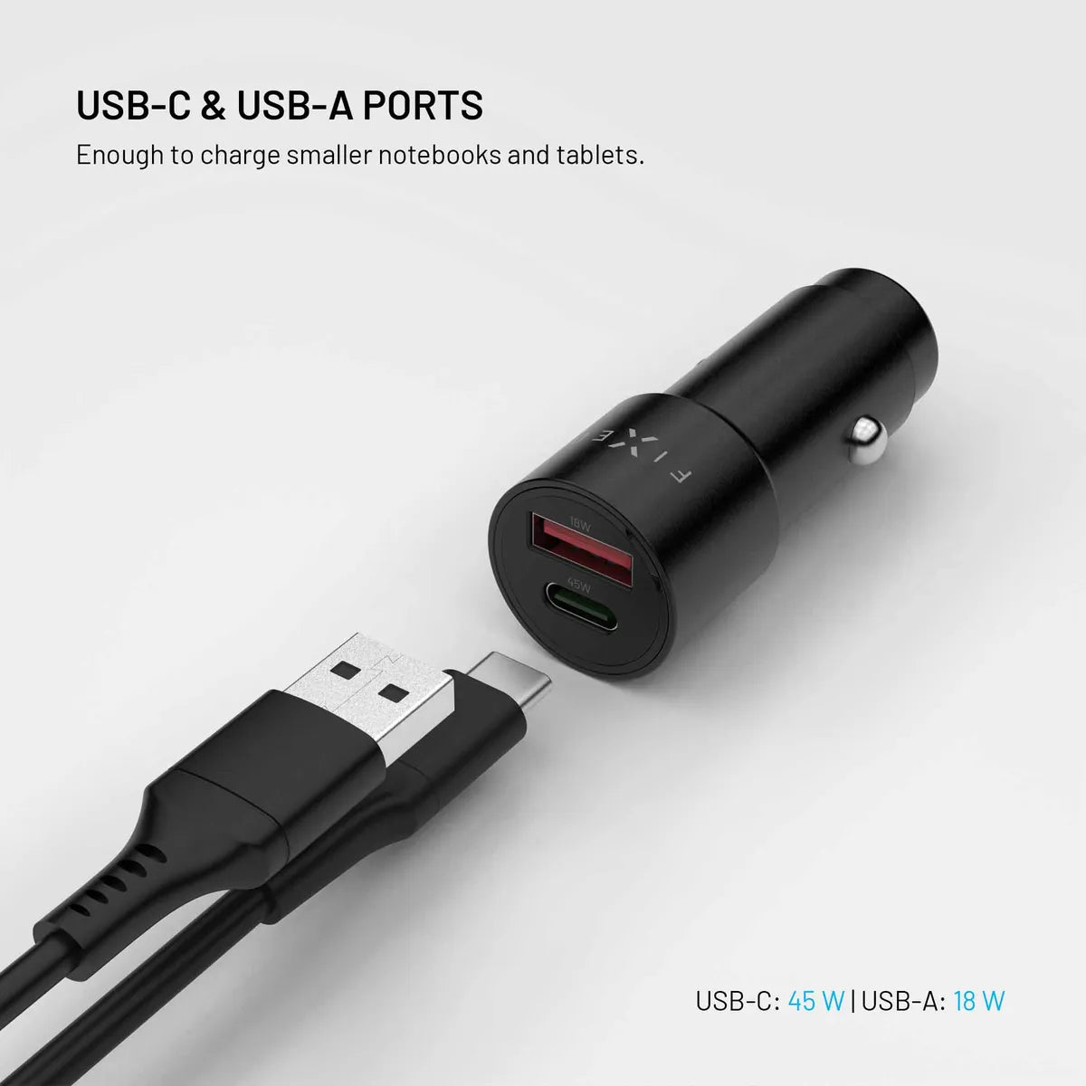 Fixed Biloplader PD 63W USB-A/USB-C