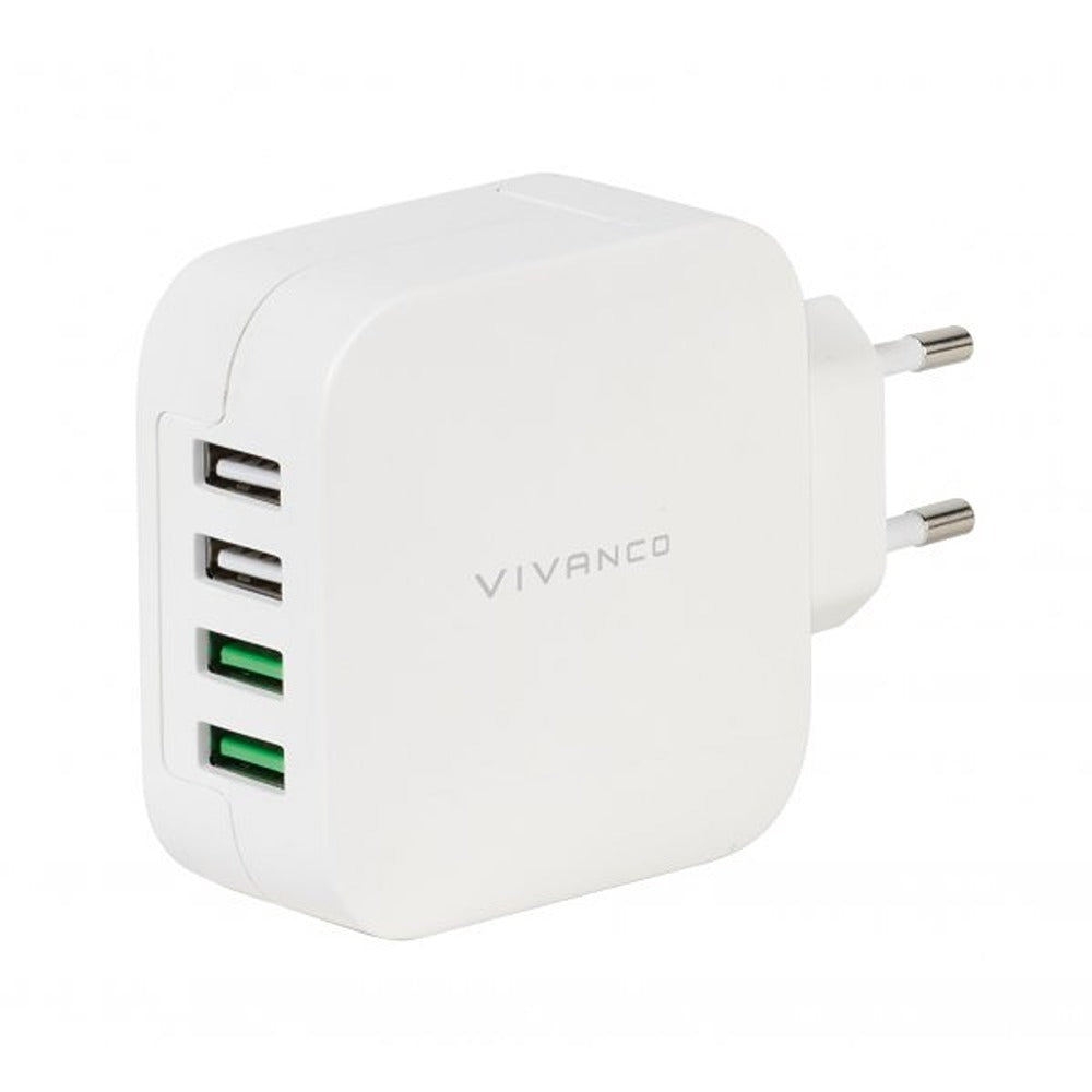 Vivanco Oplader 4xUSB-A 4.8A (2.4A/1A) 24W Hvid