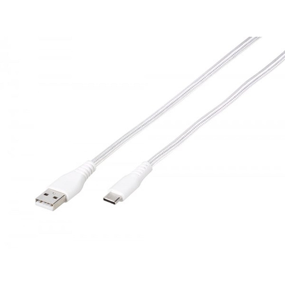 Vivanco Kabel Longlife Braided USB-A/USB-C 2.5m Hvid