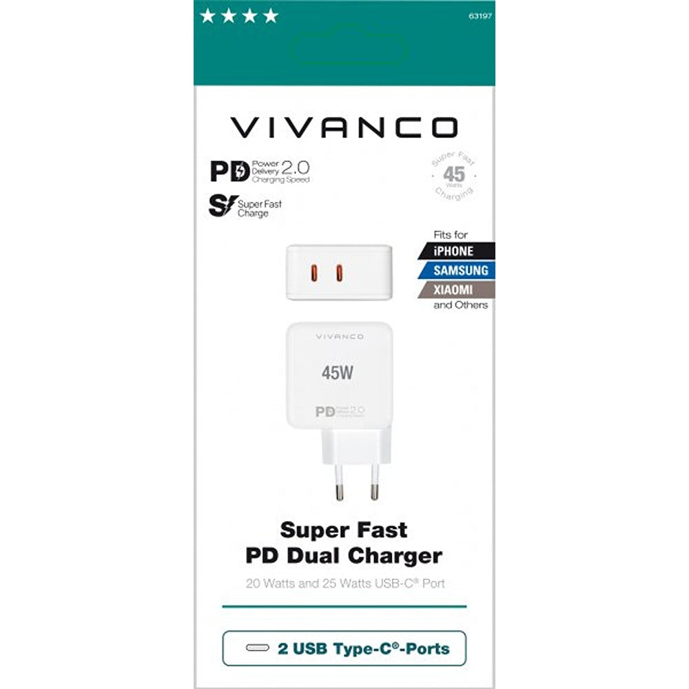 Vivanco Super Fast PD Dual Charger 45W