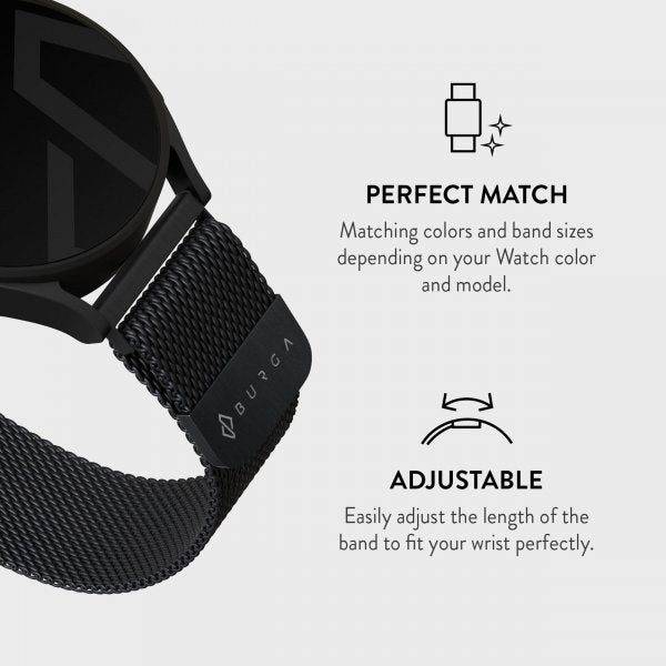 Burga Samsung Galaxy Watch 22mm Rem Metal Mesh Sort