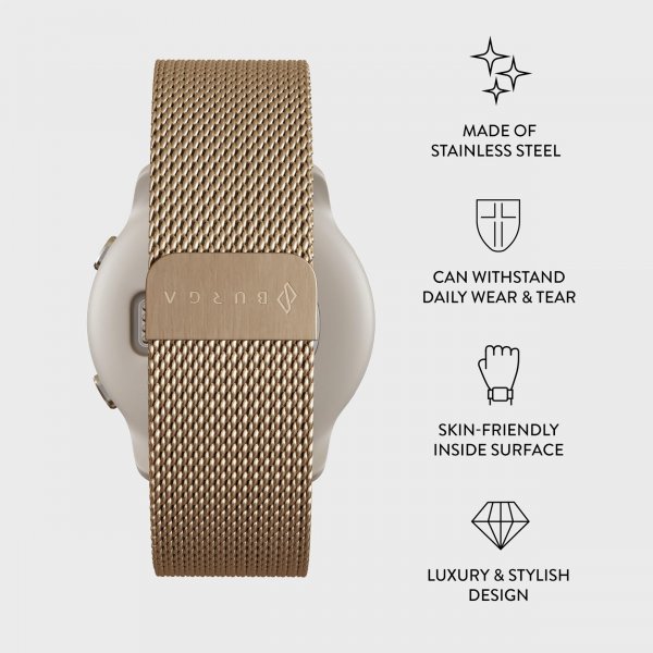 Burga Samsung Galaxy Watch 22mm Rem Metal Mesh Guld