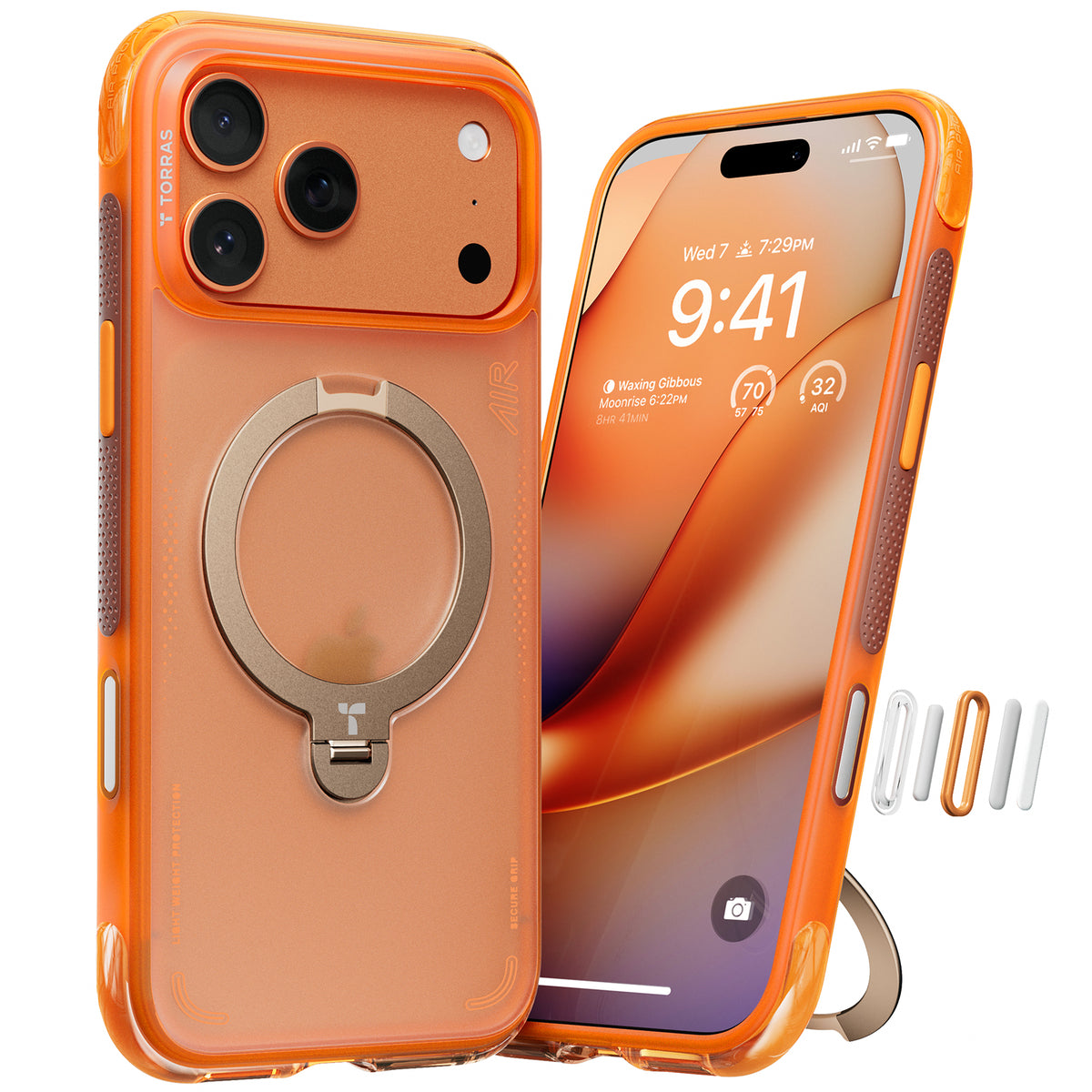 Torras iPhone 17 Pro Max Cover Ostand Q3 Air Energy Orange
