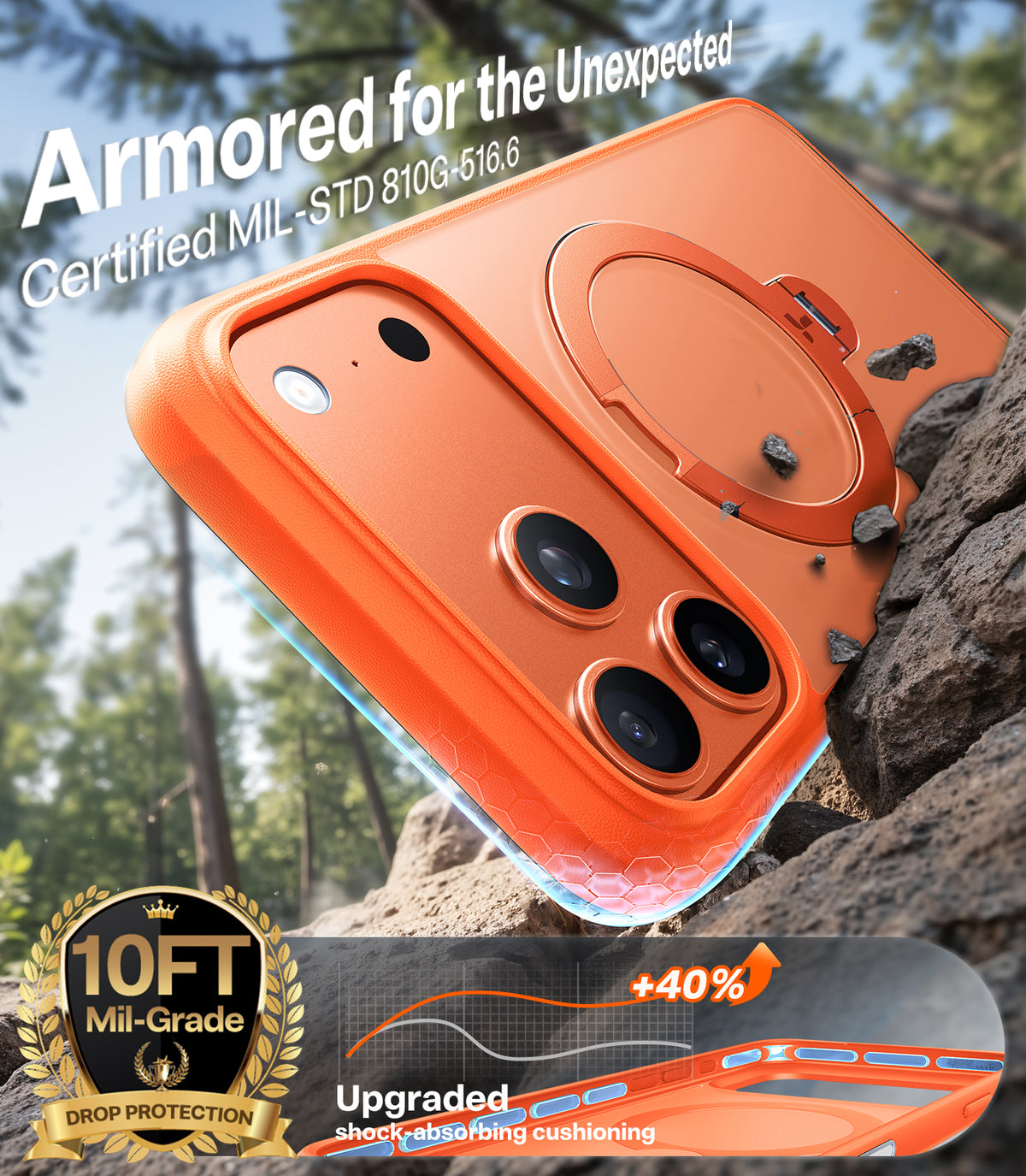 Torras iPhone 17 Pro Cover Ostand Q3 Spin Energy Orange