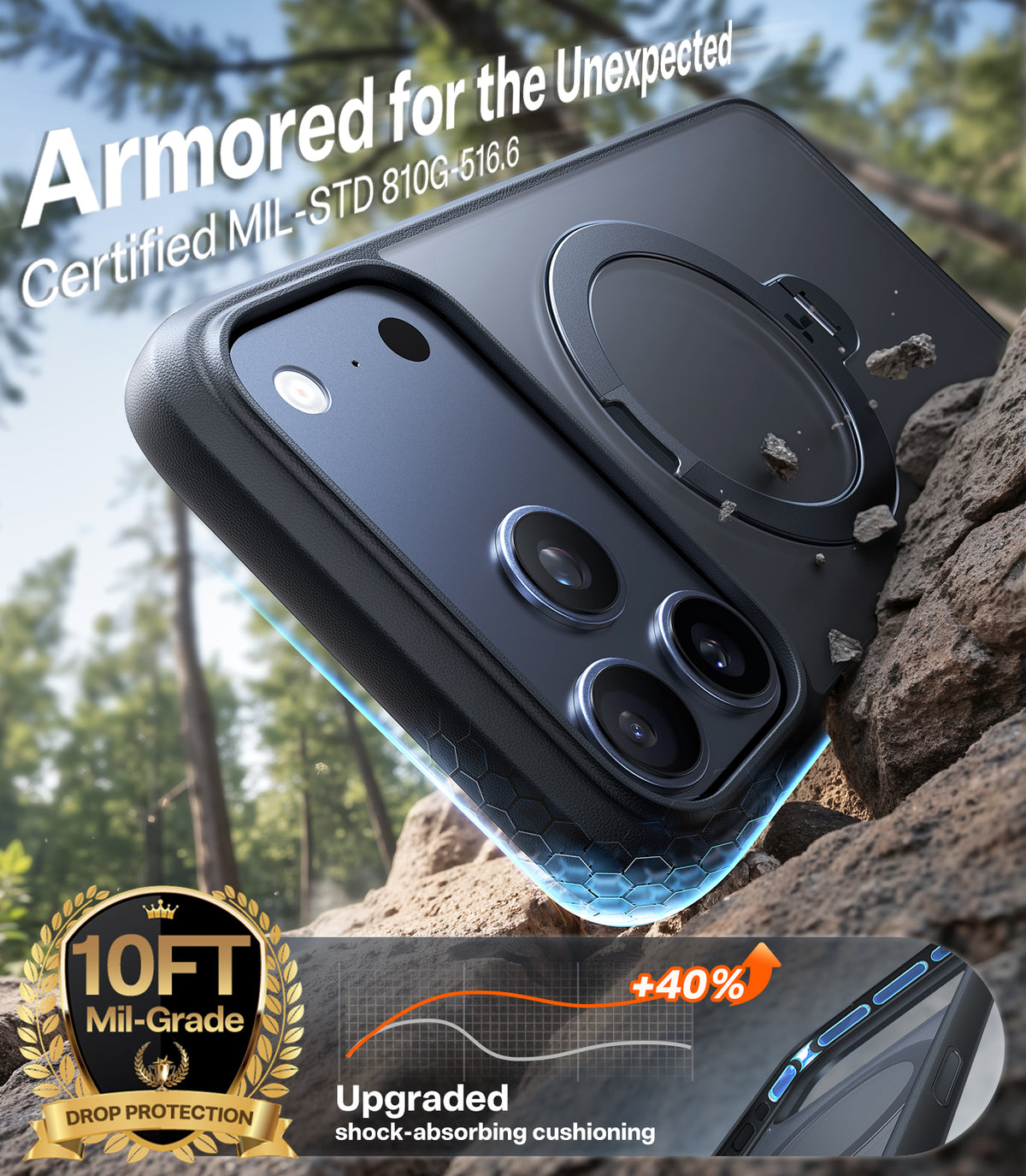 Torras iPhone 17 Pro Cover Ostand Q3 Spin Obsidian Black