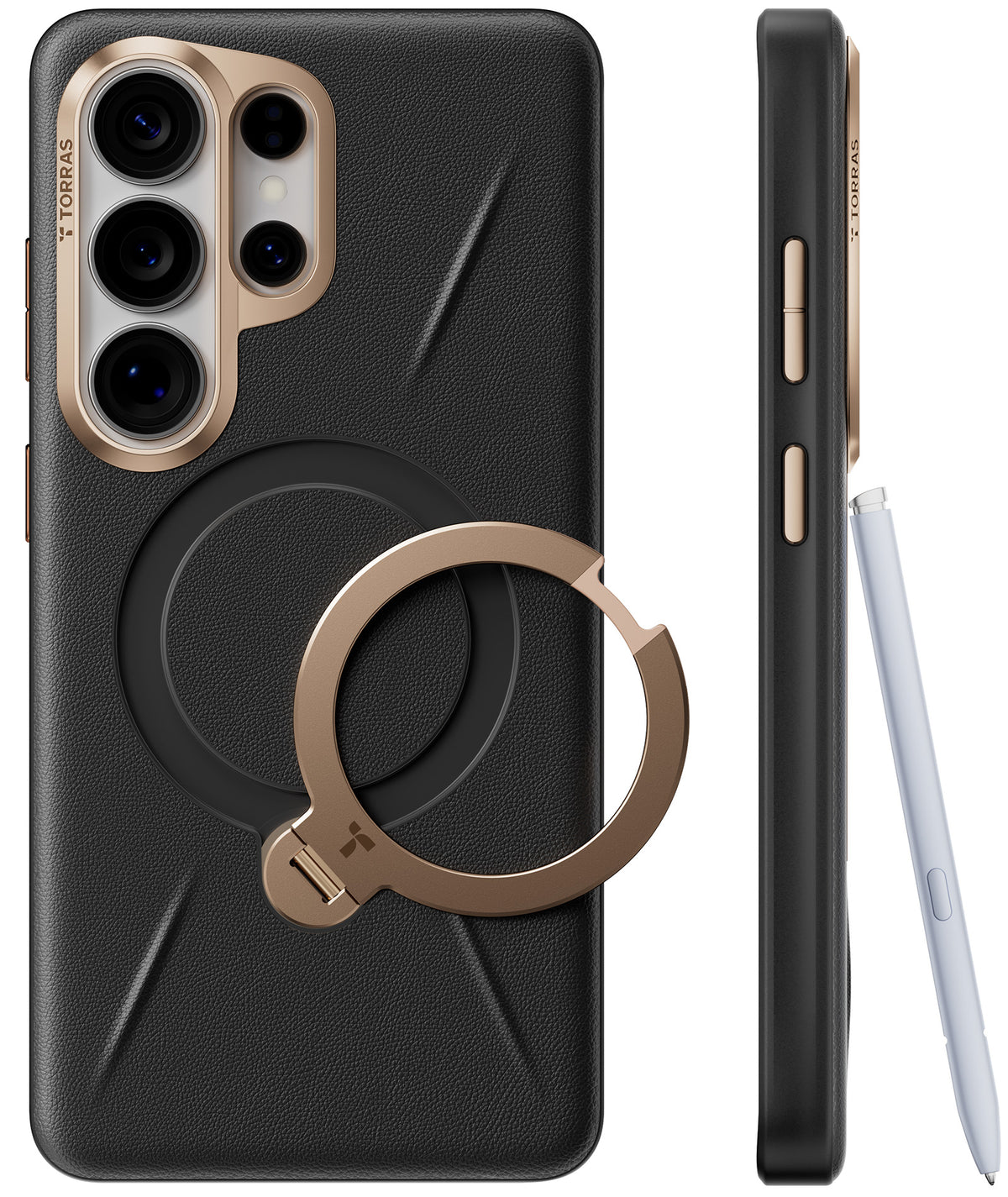 Torras Samsung Galaxy S26 Ultra Cover Ostand Q3 Vegskin Obsidian Black