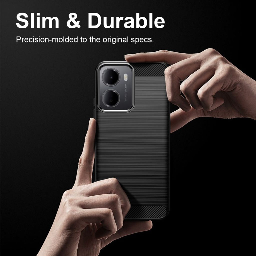 Xiaomi Redmi A7 Pro Cover Børstet Kulfiber Tekstur Sort