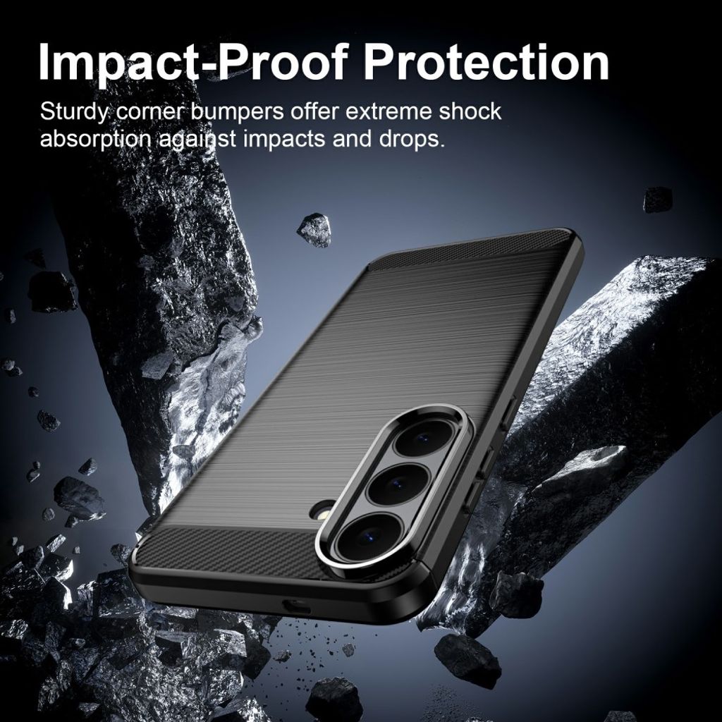 Samsung Galaxy S26 FE Cover Borstad Kolfibertextur Sort