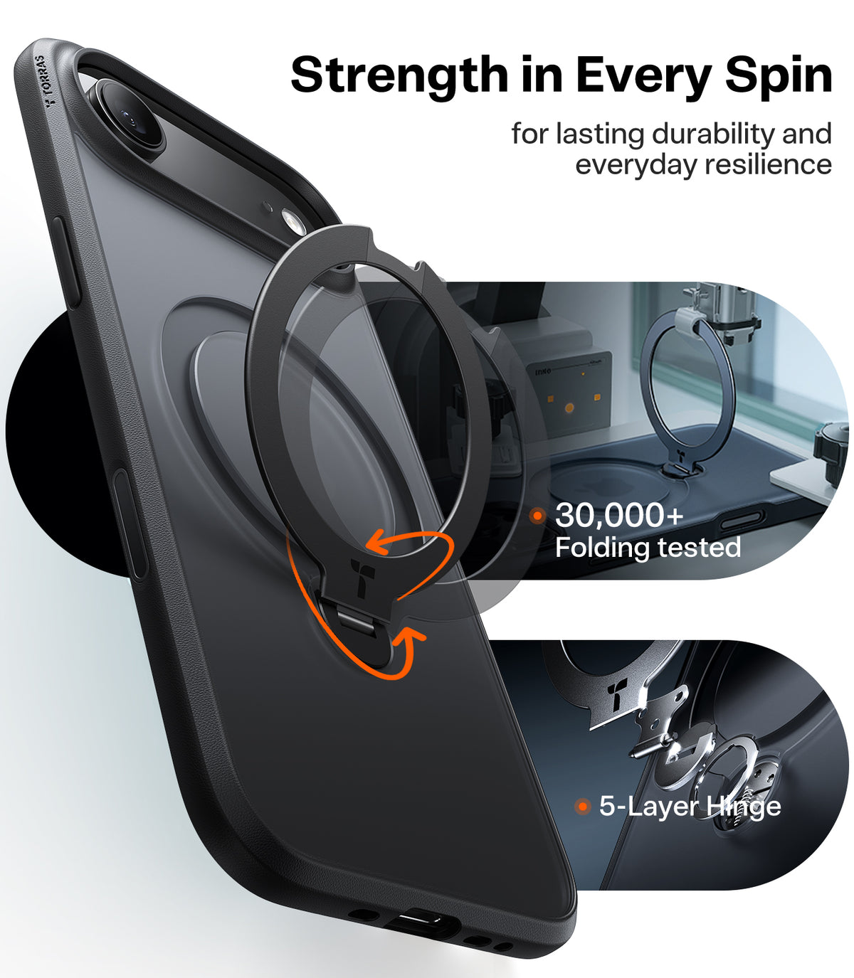 Torras iPhone Air Cover Ostand Q3 Spin Obsidian Black