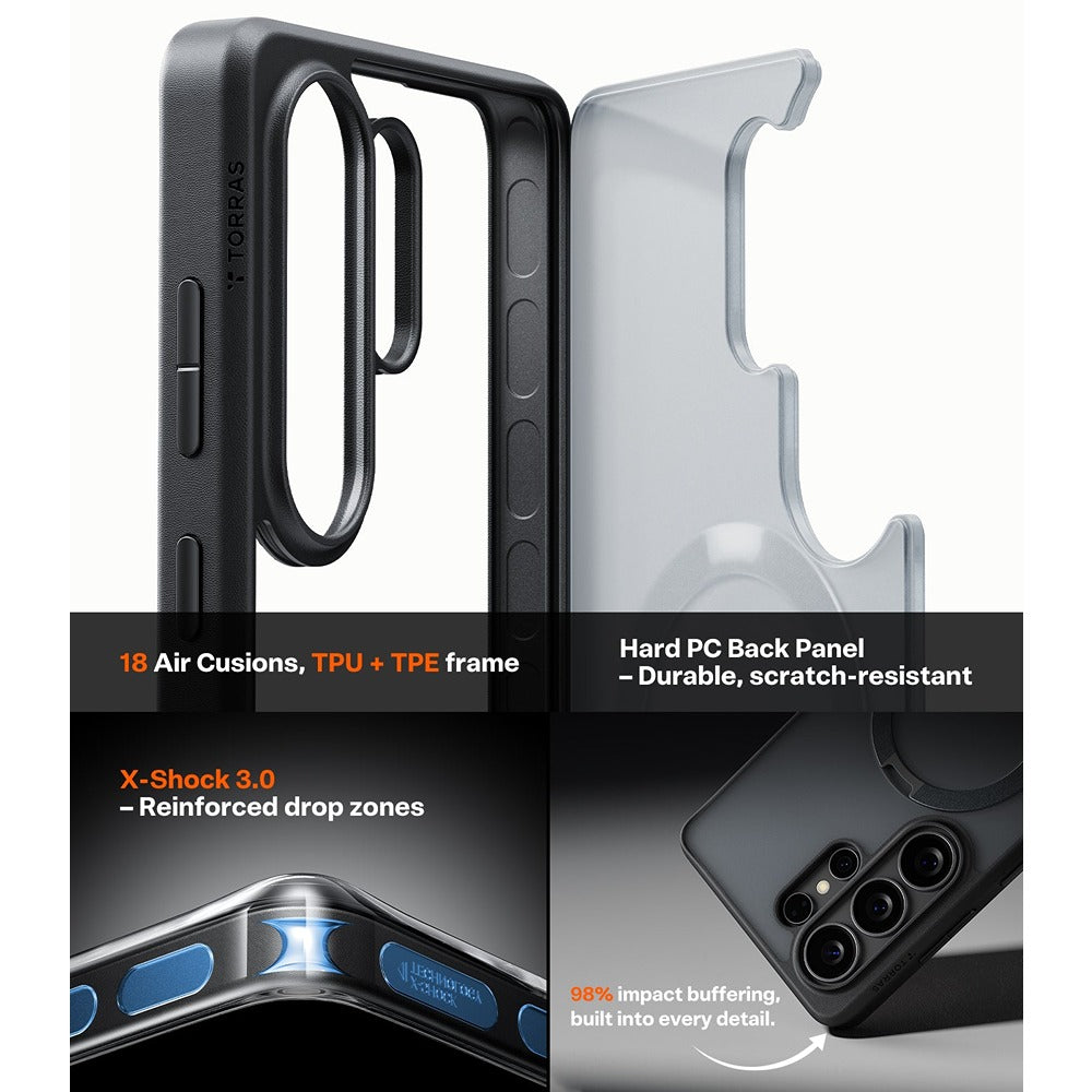 Torras Samsung Galaxy S26 Ultra Cover Ostand Q3 Spin Obsidian Black