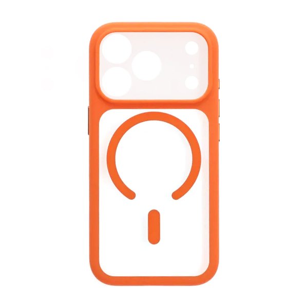 iPhone 17 Pro Max Cover Kamerasarg MagSafe Orange Transparent