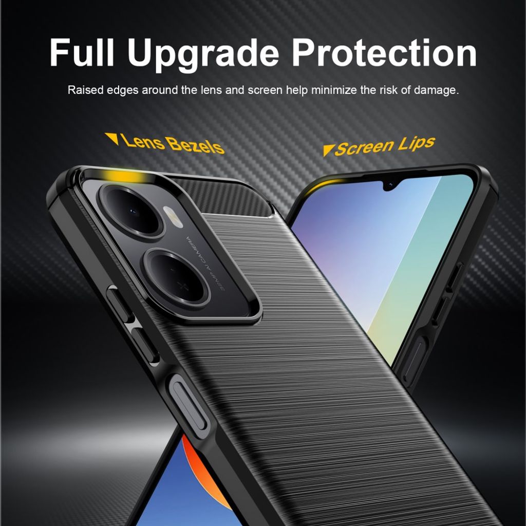 Xiaomi Redmi A7 Pro Cover Børstet Kulfiber Tekstur Sort