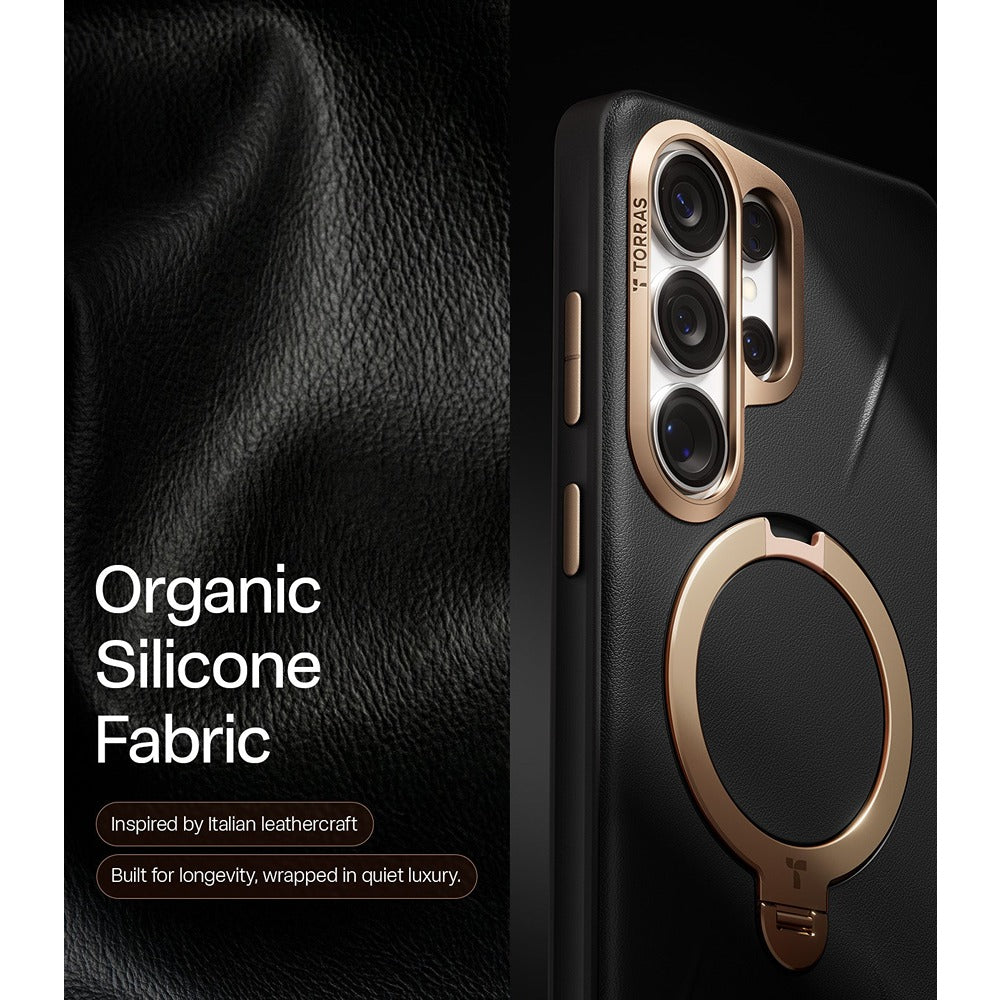 Torras Samsung Galaxy S26 Ultra Cover Ostand Q3 Vegskin Obsidian Black