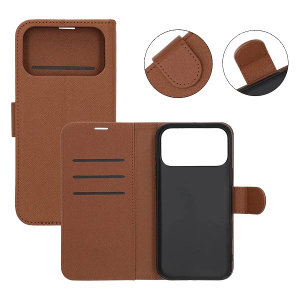iPhone 17 Pro Etui med Kreditkortholder Stativfunktion Brun