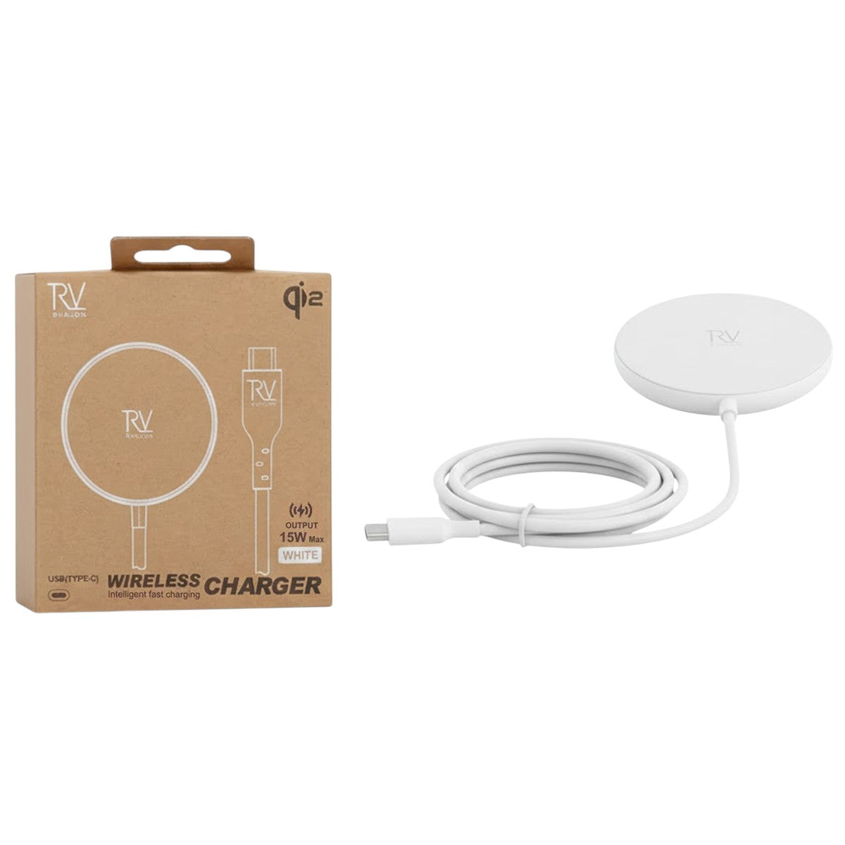 Rvelon Trådløs MagSafe Oplader med stativ Qi2 15W USB-C Hvid
