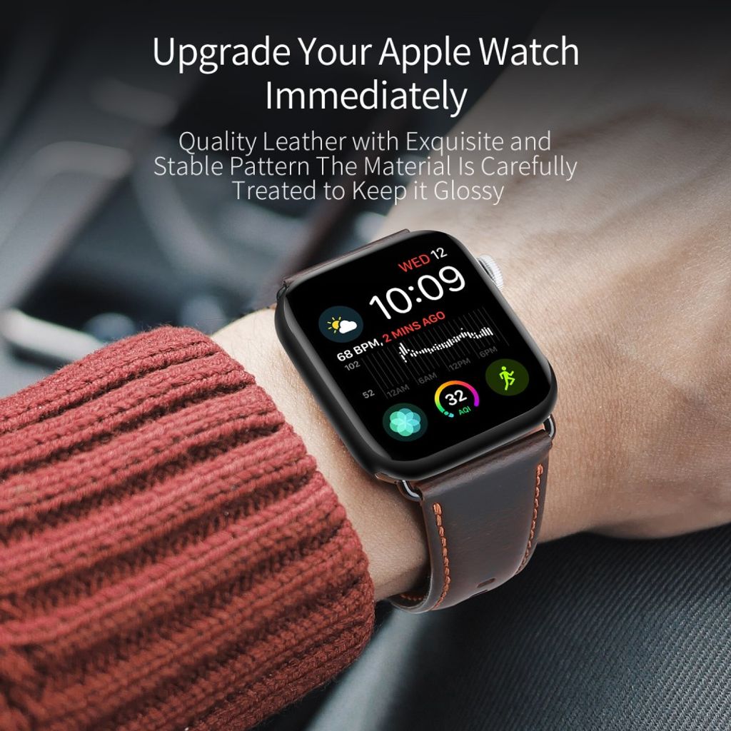 Dux Ducis Apple Watch 44/45/46mm/Ultra 49mm Armbånd Ægte Læder Mørkebrun