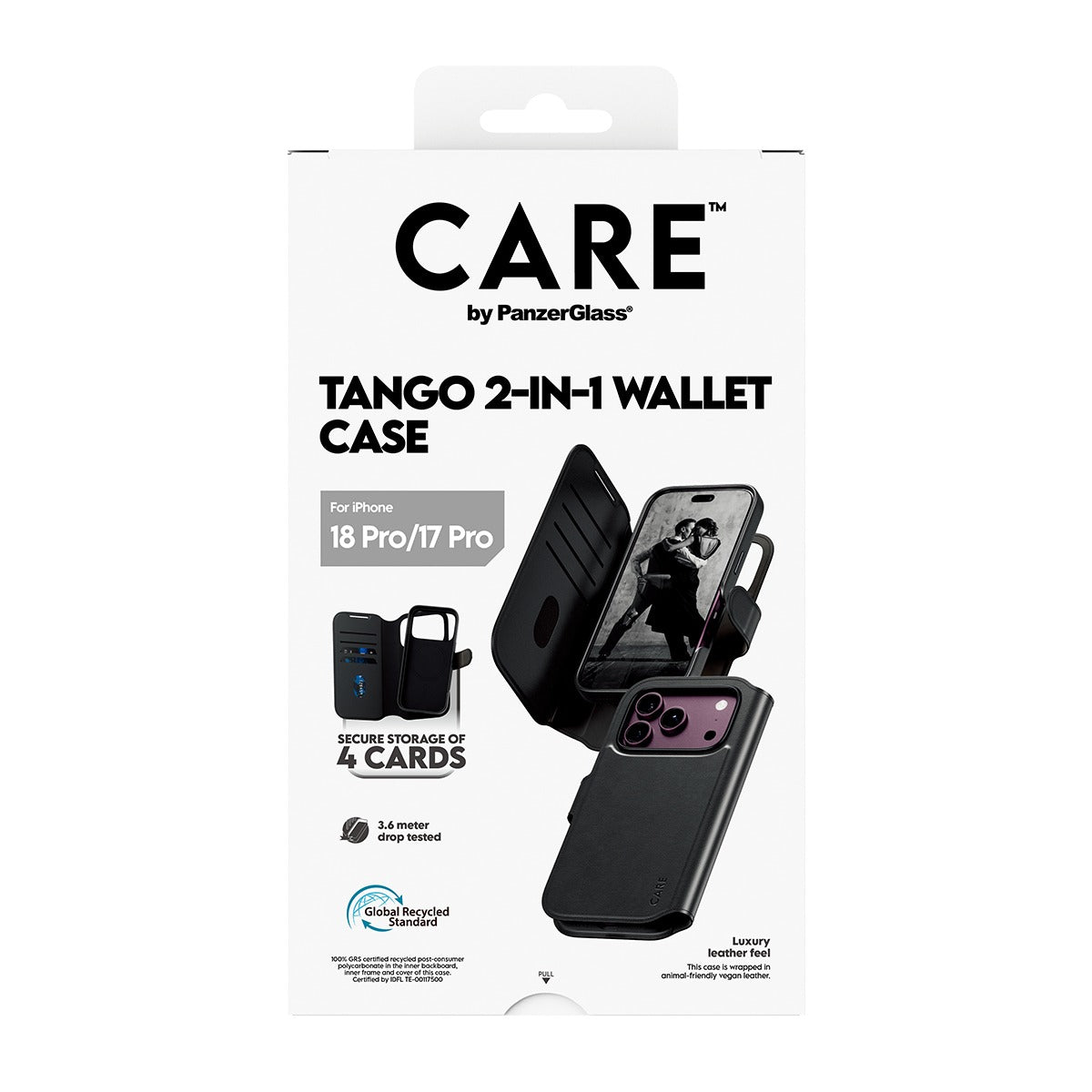 CARE by PanzerGlass iPhone 17 Pro/iPhone 18 Pro Etui Tango Wallet MagSafe Sort