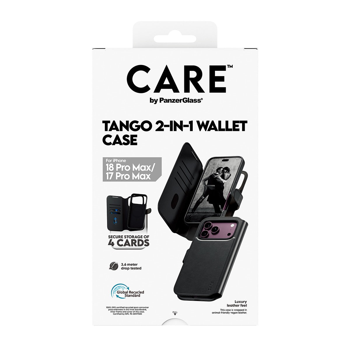 CARE by PanzerGlass iPhone 17 Pro Max/iPhone 18 Pro Max Etui Tango Wallet MagSafe Sort