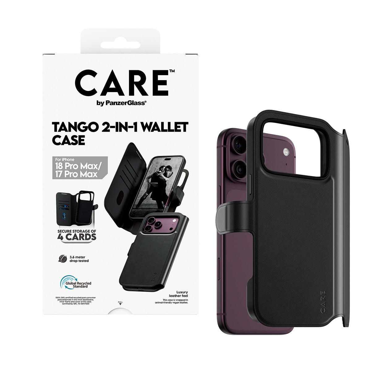 CARE by PanzerGlass iPhone 17 Pro Max/iPhone 18 Pro Max Etui Tango Wallet MagSafe Sort