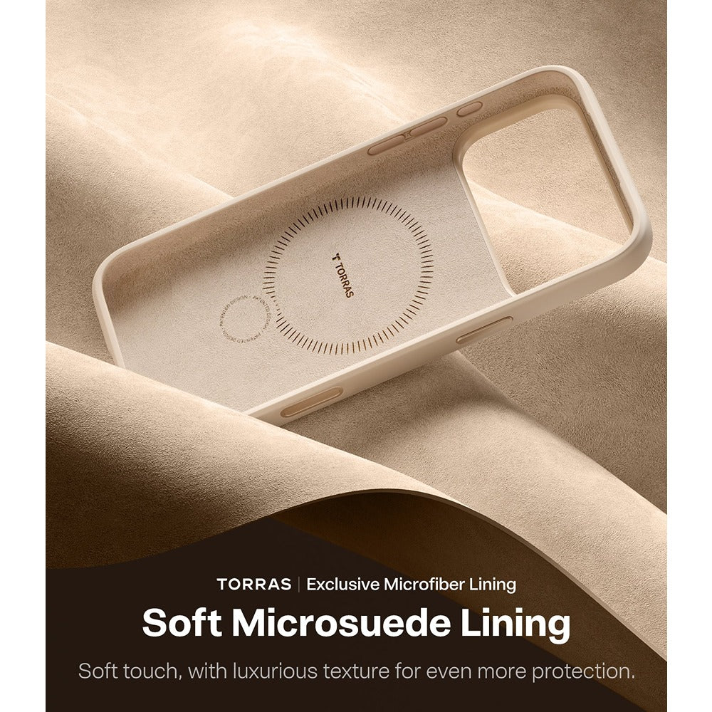 Torras iPhone 17 Pro Cover Ostand Q3 Silicone Desert Gold