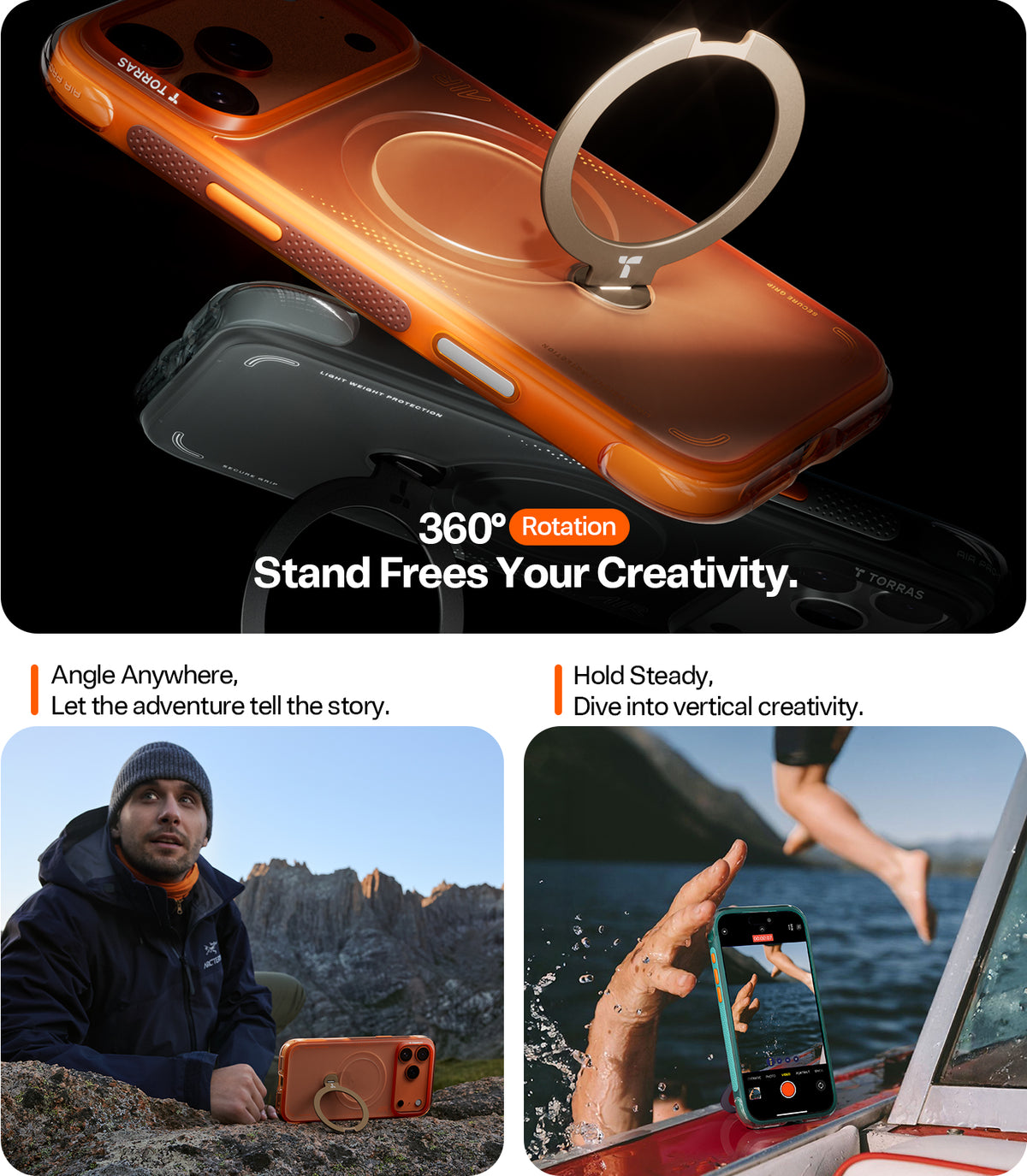 Torras iPhone 17 Pro Cover Ostand Q3 Air Shadow Black