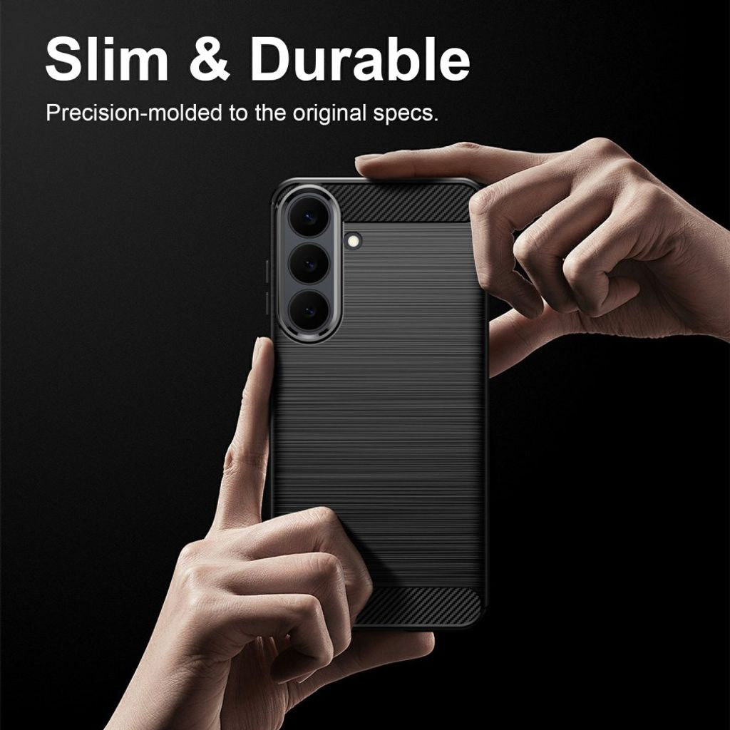 Samsung Galaxy S26 FE Cover Borstad Kolfibertextur Sort