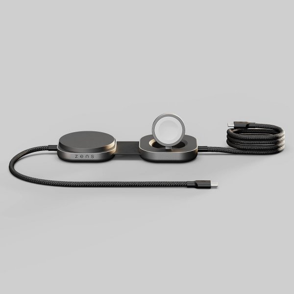 Zens USB C-C Pro 3 Ladekabel med Qi2 3-i-1 15W 1.5m Sort