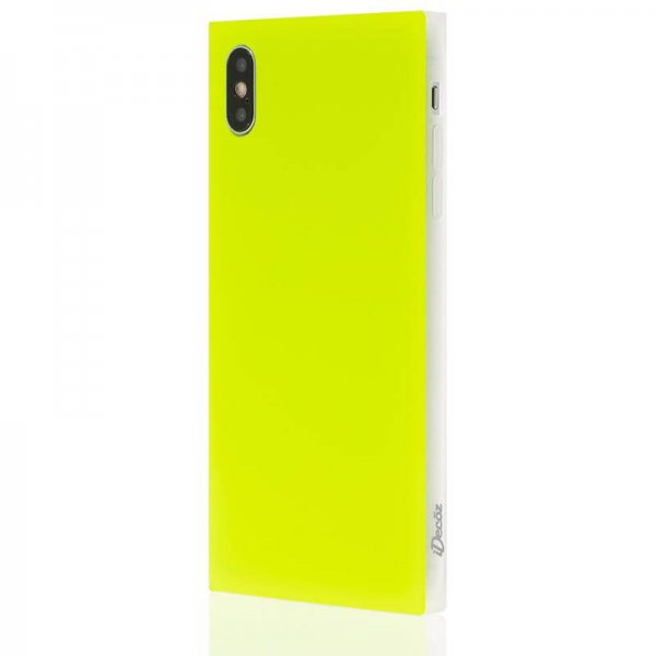 iDecoz iPhone Xs Max Cover Square Case Neon Gul