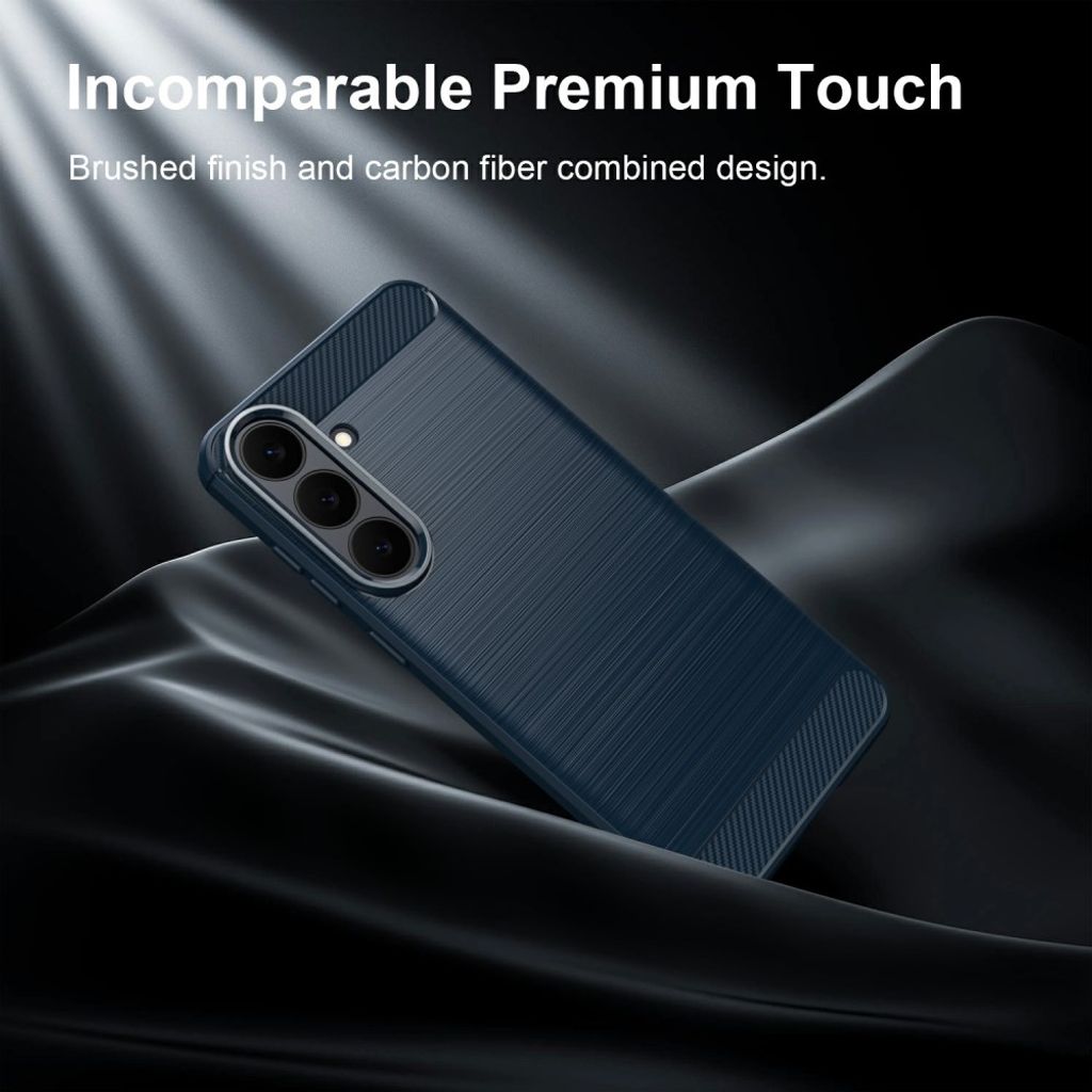 Samsung Galaxy S26 FE Cover Borstad Kolfibertextur Blå